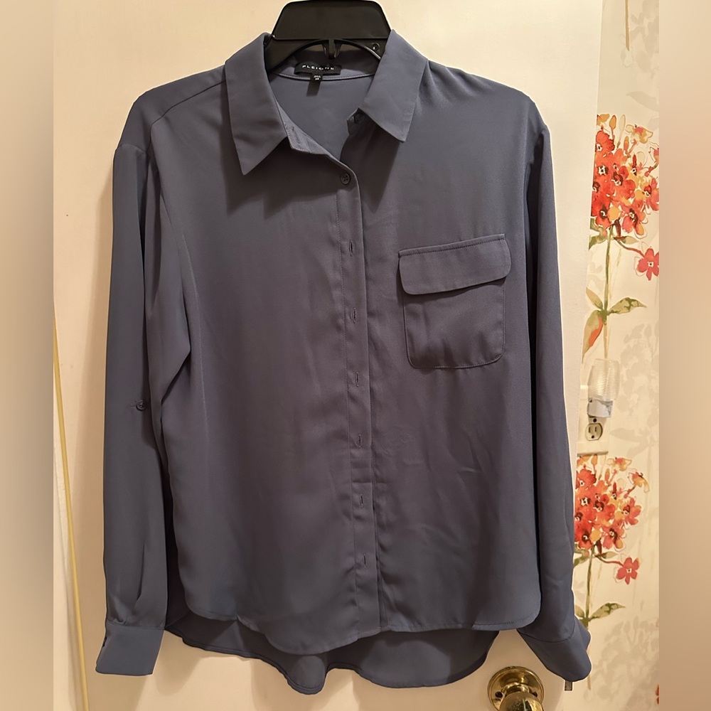 Blueish grey button down long sleeve